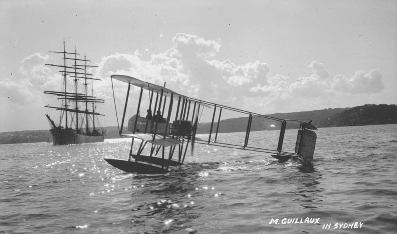 Sam Hood, M. Guillaux in Sydney (Lebbeus Hordern's seaplane), State Library of NSW, digital order no a128591